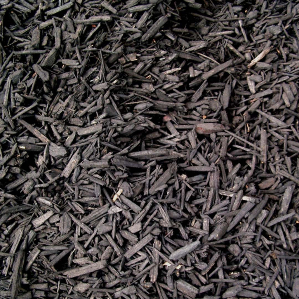 Black colored shredded mulch