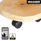 10" Natural Birch Round Wooden Plant Caddy