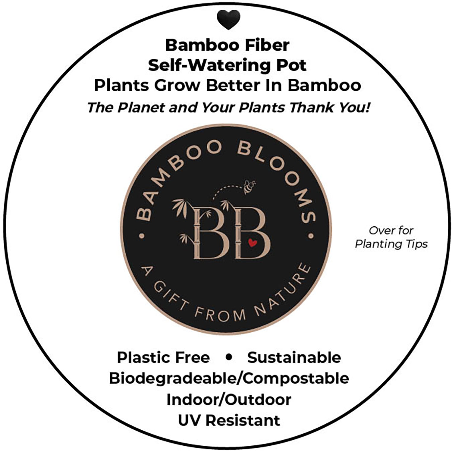 7" Indigo Flower Round Self-Watering Bamboo Pot