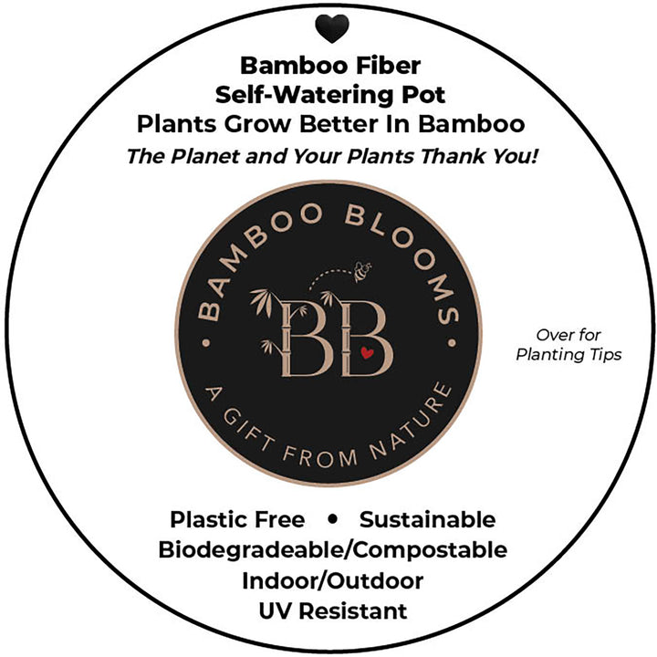 7" Indigo Flower Round Self-Watering Bamboo Pot