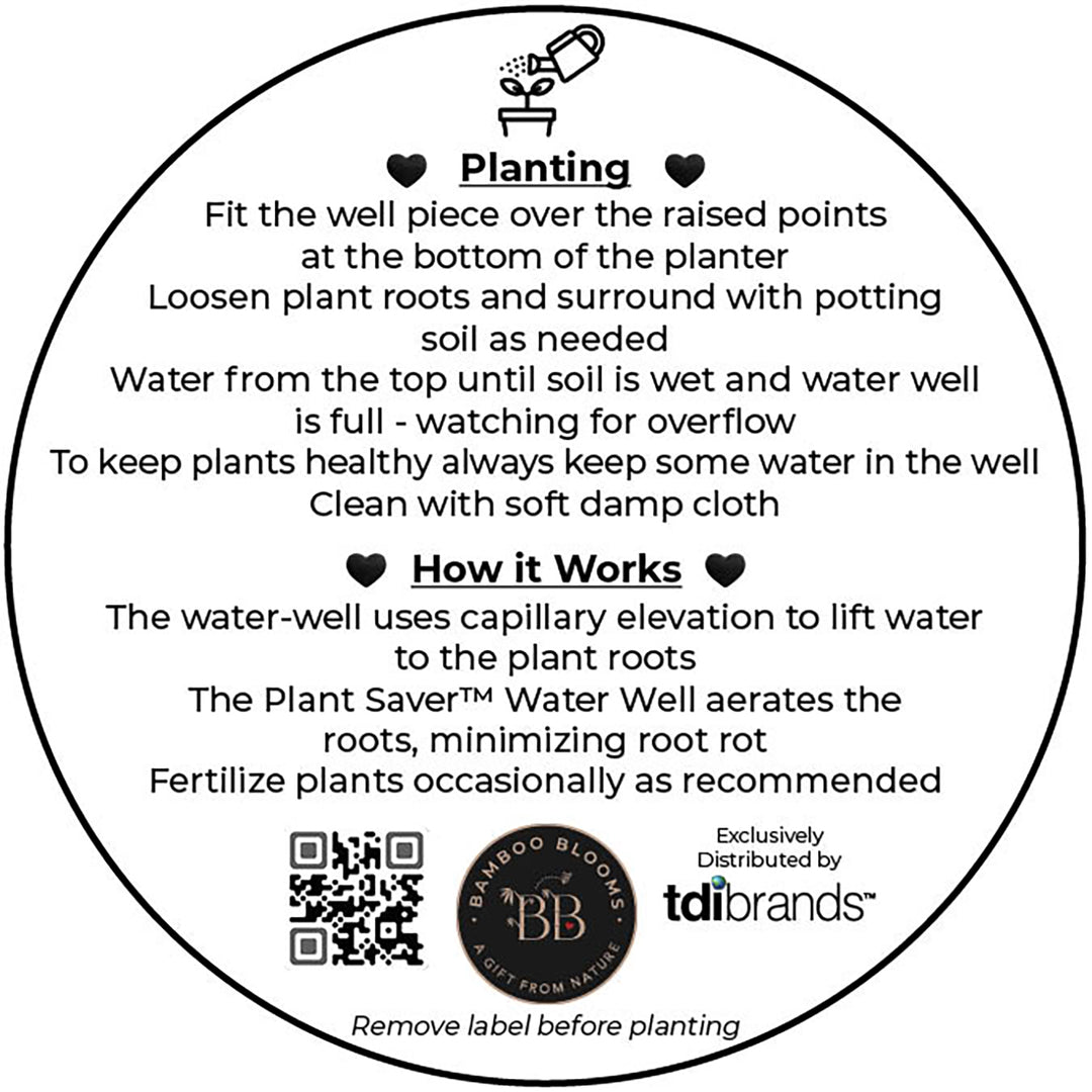 7" Indigo Flower Round Self-Watering Bamboo Pot