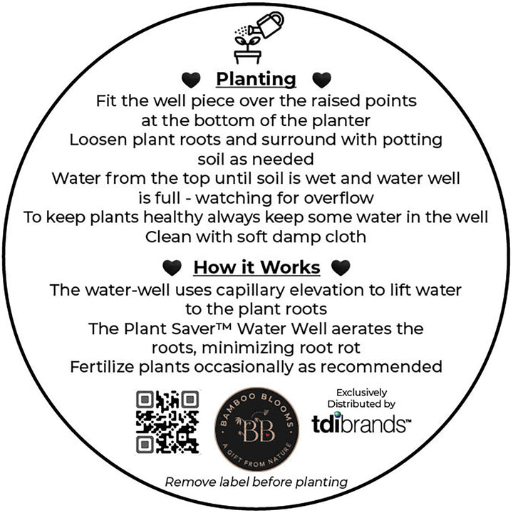 7" Indigo Flower Round Self-Watering Bamboo Pot