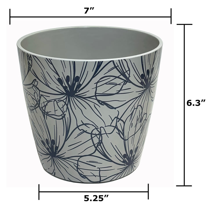 7" Indigo Flower Round Self-Watering Bamboo Pot