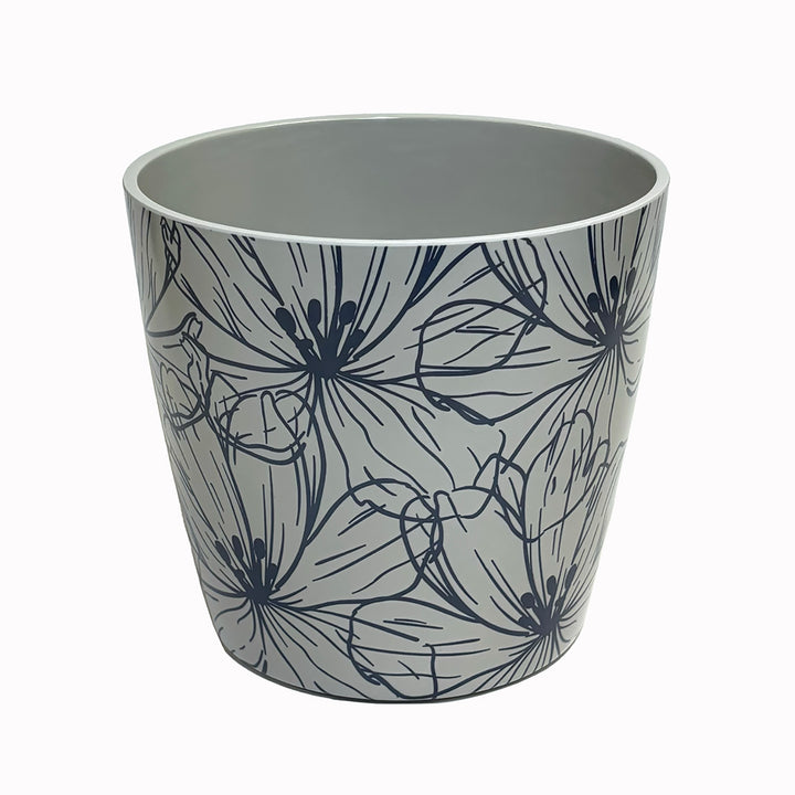 7" Indigo Flower Round Self-Watering Bamboo Pot
