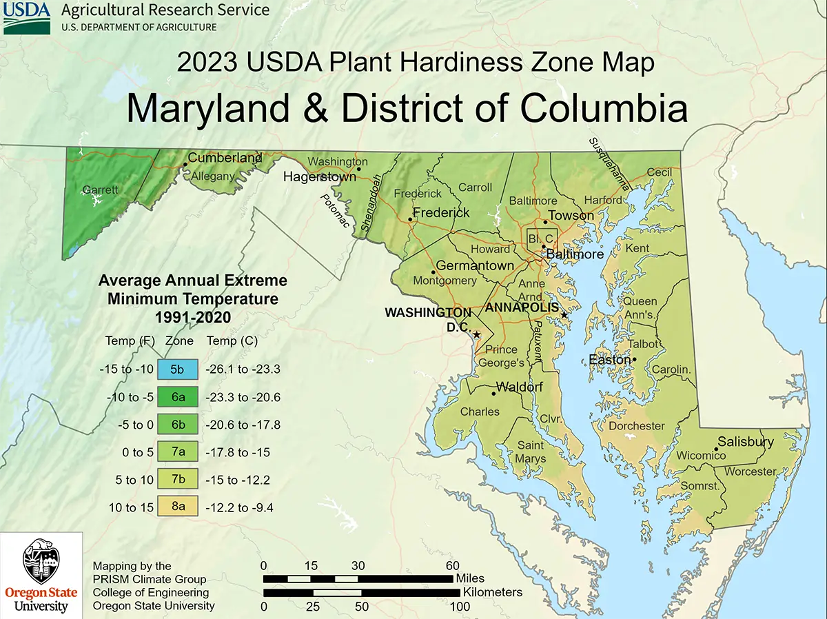 2023 Hardiness Plant Zone Map for Virginia