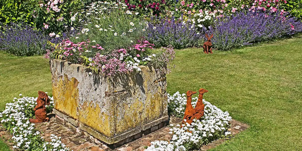 Container Scaping Aged Stone Planter